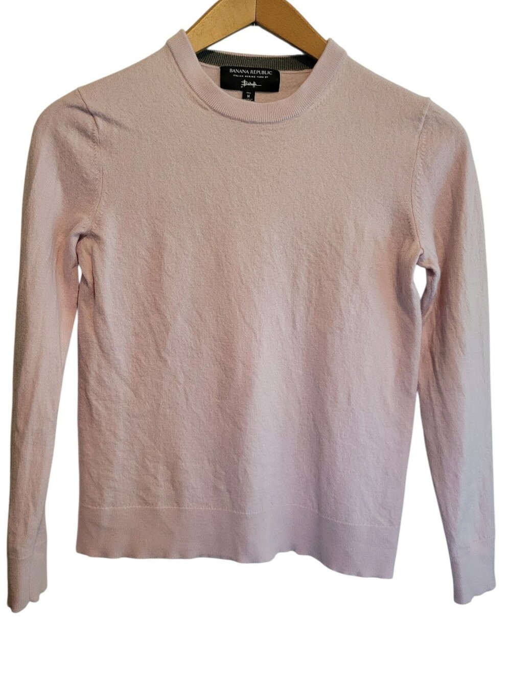 Banana Republic Pink Italian Merino Wool Crewneck Sweater Medium Tall Baruffa